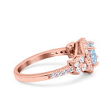 Halo Art Deco Wedding Engagement Bridal Ring Round Simulated Cubic Zirconia 925 Sterling Silver