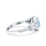 Halo Art Deco Wedding Engagement Bridal Ring Round Simulated Cubic Zirconia 925 Sterling Silver