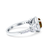 Halo Art Deco Wedding Engagement Bridal Ring Round Simulated Cubic Zirconia 925 Sterling Silver