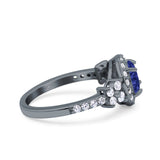 Halo Art Deco Wedding Engagement Bridal Ring Round Simulated Cubic Zirconia 925 Sterling Silver