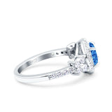Halo Art Deco Wedding Engagement Bridal Ring Round Simulated Cubic Zirconia 925 Sterling Silver