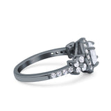 Halo Art Deco Wedding Engagement Bridal Ring Round Simulated Cubic Zirconia 925 Sterling Silver