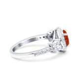 Halo Art Deco Wedding Engagement Bridal Ring Round Simulated Cubic Zirconia 925 Sterling Silver