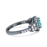 Halo Art Deco Wedding Engagement Bridal Ring Round Simulated Cubic Zirconia 925 Sterling Silver