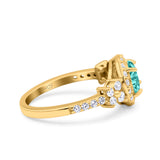 Halo Art Deco Wedding Engagement Bridal Ring Round Simulated Cubic Zirconia 925 Sterling Silver