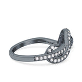 Half Eternity Snake Ring Band Simulated Cubic Zirconia 925 Sterling Silver (9mm)