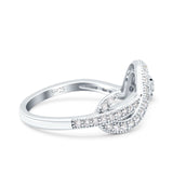 Half Eternity Snake Ring Band Simulated Cubic Zirconia 925 Sterling Silver (9mm)