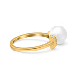 Round Pearl Simulated Cubic Zirconia 925 Sterling Silver