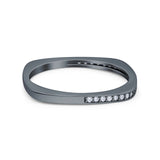 Half Eternity Ring Wedding Engagement Band Round Simulated Cubic Zirconia 925 Sterling Silver (1.7mm)