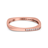 Half Eternity Ring Wedding Engagement Band Round Simulated Cubic Zirconia 925 Sterling Silver (1.7mm)