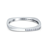 Half Eternity Ring Wedding Engagement Band Round Simulated Cubic Zirconia 925 Sterling Silver (1.7mm)