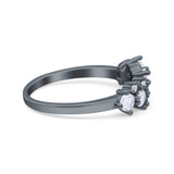Half Eternity Cluster Ring Wedding Engagement Band Baguette Simulated CZ 925 Sterling Silver (6mm)