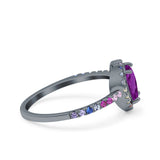 Heart Art Deco Multi Color Wedding Bridal Ring Simulated Cubic Zirconia 925 Sterling Silver