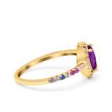 Heart Art Deco Multi Color Wedding Bridal Ring Simulated Cubic Zirconia 925 Sterling Silver