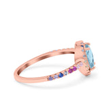 Heart Art Deco Multi Color Wedding Bridal Ring Simulated Cubic Zirconia 925 Sterling Silver