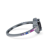 Heart Art Deco Multi Color Wedding Bridal Ring Simulated Cubic Zirconia 925 Sterling Silver