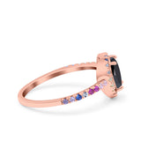 Heart Art Deco Multi Color Wedding Bridal Ring Simulated Cubic Zirconia 925 Sterling Silver