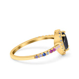 Heart Art Deco Multi Color Wedding Bridal Ring Simulated Cubic Zirconia 925 Sterling Silver