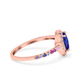 Heart Art Deco Multi Color Wedding Bridal Ring Simulated Cubic Zirconia 925 Sterling Silver