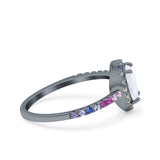 Heart Art Deco Multi Color Wedding Bridal Ring Simulated Cubic Zirconia 925 Sterling Silver