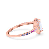 Heart Art Deco Multi Color Wedding Bridal Ring Simulated Cubic Zirconia 925 Sterling Silver