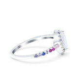 Heart Art Deco Multi Color Wedding Bridal Ring Simulated Cubic Zirconia 925 Sterling Silver