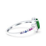Heart Art Deco Multi Color Wedding Bridal Ring Simulated Cubic Zirconia 925 Sterling Silver