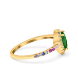 Heart Art Deco Multi Color Wedding Bridal Ring Simulated Cubic Zirconia 925 Sterling Silver