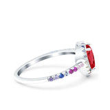 Heart Art Deco Multi Color Wedding Bridal Ring Simulated Cubic Zirconia 925 Sterling Silver