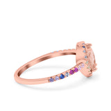 Heart Art Deco Multi Color Wedding Bridal Ring Simulated Cubic Zirconia 925 Sterling Silver