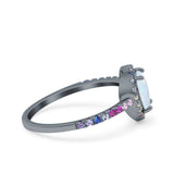 Heart Art Deco Multi Color Wedding Bridal Ring Simulated Cubic Zirconia 925 Sterling Silver