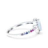 Heart Art Deco Multi Color Wedding Bridal Ring Simulated Cubic Zirconia 925 Sterling Silver