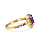 Pear Art Deco Multi Color Wedding Bridal Ring Simulated Cubic Zirconia 925 Sterling Silver