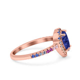 Pear Art Deco Multi Color Wedding Bridal Ring Simulated Cubic Zirconia 925 Sterling Silver