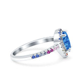 Pear Art Deco Multi Color Wedding Bridal Ring Simulated Cubic Zirconia 925 Sterling Silver