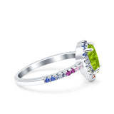 Pear Art Deco Multi Color Wedding Bridal Ring Simulated Cubic Zirconia 925 Sterling Silver