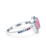 Pear Art Deco Multi Color Wedding Bridal Ring Simulated Cubic Zirconia 925 Sterling Silver