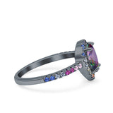 Pear Art Deco Multi Color Wedding Bridal Ring Simulated Cubic Zirconia 925 Sterling Silver