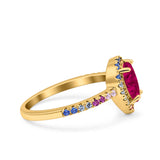 Pear Art Deco Multi Color Wedding Bridal Ring Simulated Cubic Zirconia 925 Sterling Silver