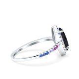 Marquise Art Deco MultiColor Wedding Bridal Ring Simulated Cubic Zirconia 925 Sterling Silver
