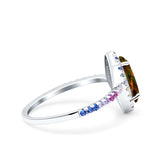 Marquise Art Deco MultiColor Wedding Bridal Ring Simulated Cubic Zirconia 925 Sterling Silver