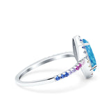 Marquise Art Deco MultiColor Wedding Bridal Ring Simulated Cubic Zirconia 925 Sterling Silver