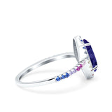 Marquise Art Deco MultiColor Wedding Bridal Ring Simulated Cubic Zirconia 925 Sterling Silver