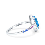 Marquise Art Deco MultiColor Wedding Bridal Ring Simulated Cubic Zirconia 925 Sterling Silver
