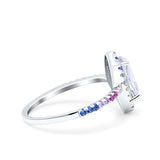 Marquise Art Deco MultiColor Wedding Bridal Ring Simulated Cubic Zirconia 925 Sterling Silver