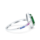 Marquise Art Deco MultiColor Wedding Bridal Ring Simulated Cubic Zirconia 925 Sterling Silver