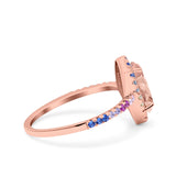 Marquise Art Deco MultiColor Wedding Bridal Ring Simulated Cubic Zirconia 925 Sterling Silver