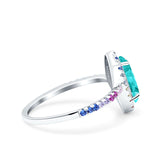Marquise Art Deco MultiColor Wedding Bridal Ring Simulated Cubic Zirconia 925 Sterling Silver