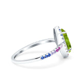 Marquise Art Deco MultiColor Wedding Bridal Ring Simulated Cubic Zirconia 925 Sterling Silver