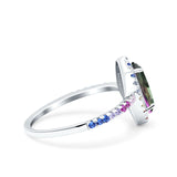 Marquise Art Deco MultiColor Wedding Bridal Ring Simulated Cubic Zirconia 925 Sterling Silver